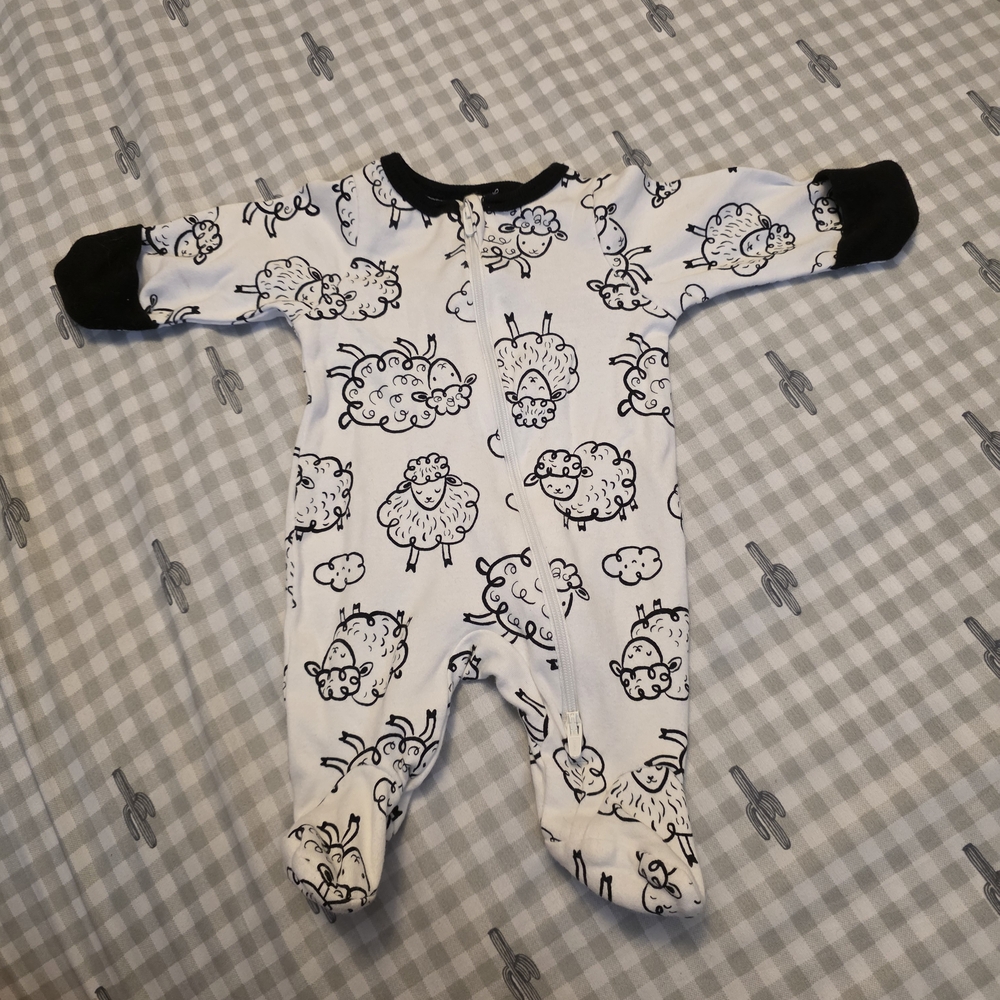 Unbranded White & Black Sheep Print Baby One-Piece